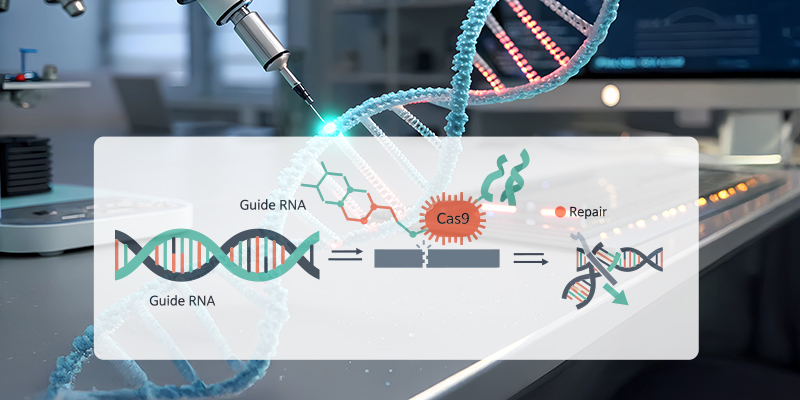 Laboratory robotic arm working on a microplate, symbolizing precision in CRISPR gene editing technology