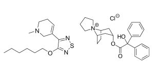 KarXT contains both xanomeline (left) and trospium chloride (right).