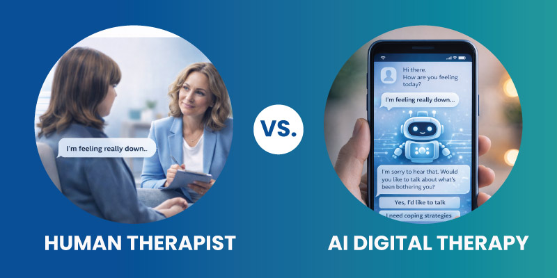 comparison of AI therapy tools and human mental health therapists
