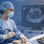 Radiation oncologist performing brachytherapy procedure for prostate cancer