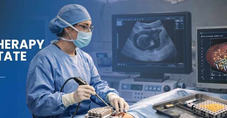 Radiation oncologist performing brachytherapy procedure for prostate cancer