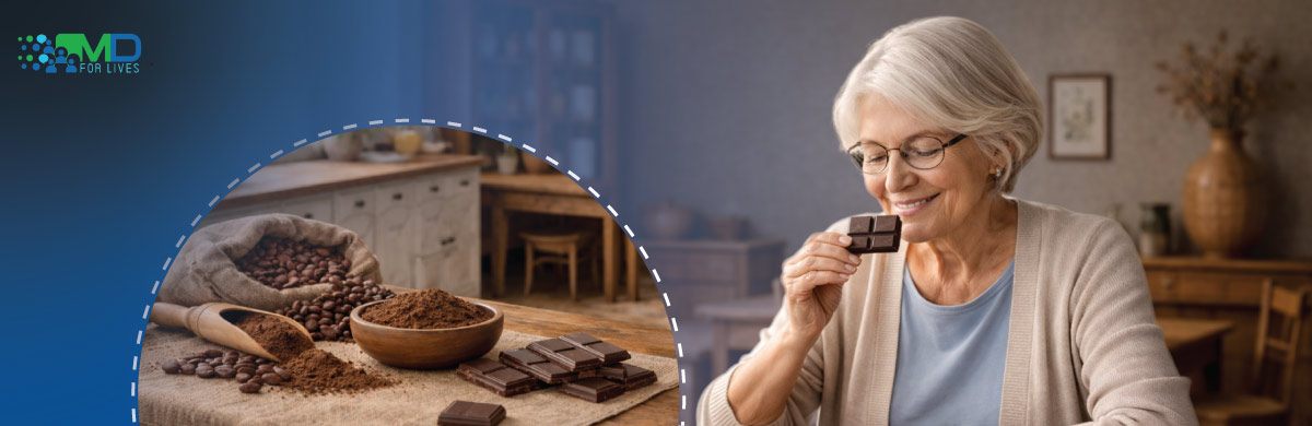cocoa powder and dark chocolate representing cocoa and diabetes research