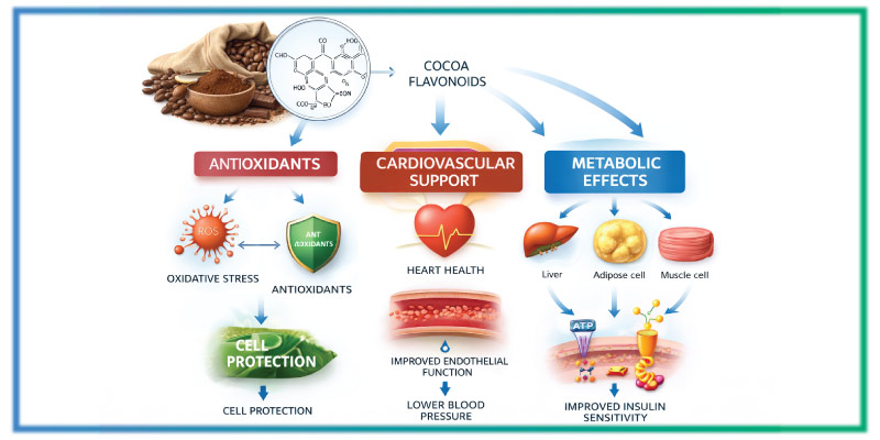 infographic showing health benefits of cocoa for metabolic health