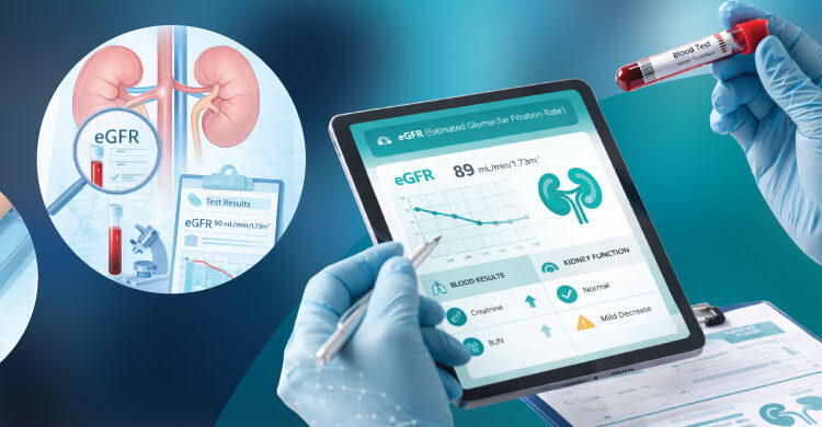 doctor reviewing eGFR blood test results to measure kidney function