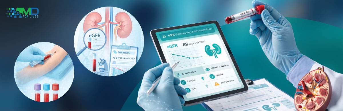 doctor reviewing eGFR blood test results to measure kidney function