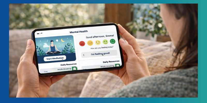 digital mental health app supporting therapy and mood tracking