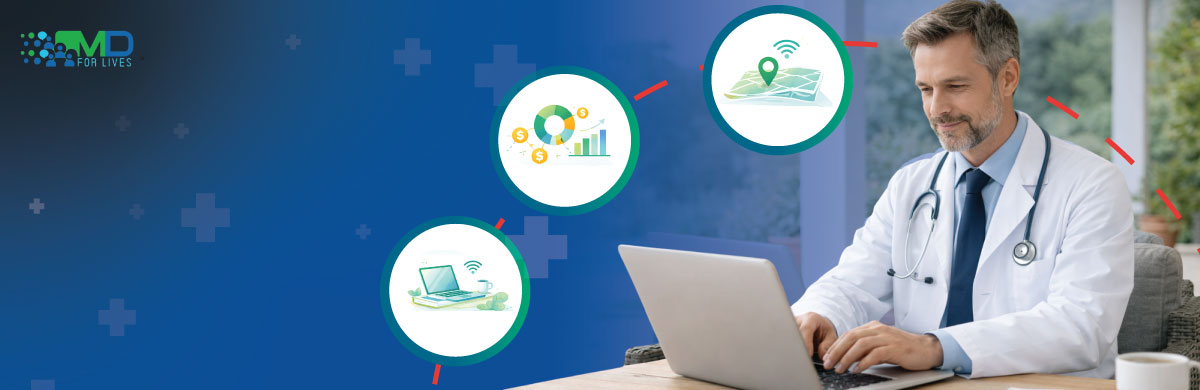 doctor working remotely on laptop exploring side hustles for doctors