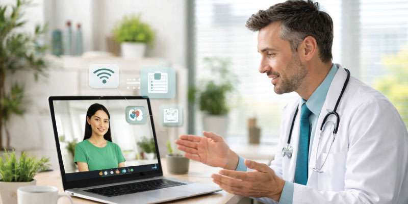 doctor conducting telemedicine consultation as a side hustle