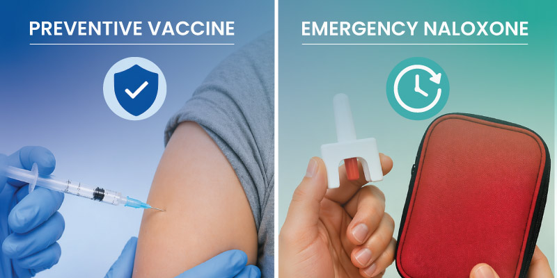 difference between fentanyl vaccine and naloxone overdose reversal