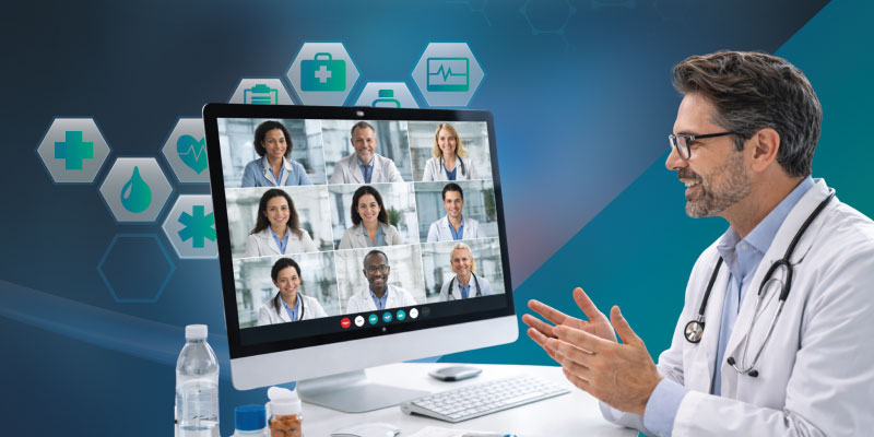 doctor using digital platform for healthcare professional networking