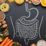 diet and gut health with diverse foods supporting gut microbiome