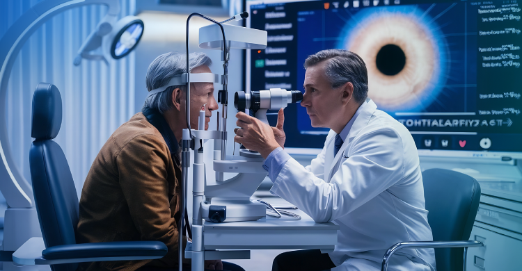 eye gene therapy showing retinal examination and treatment