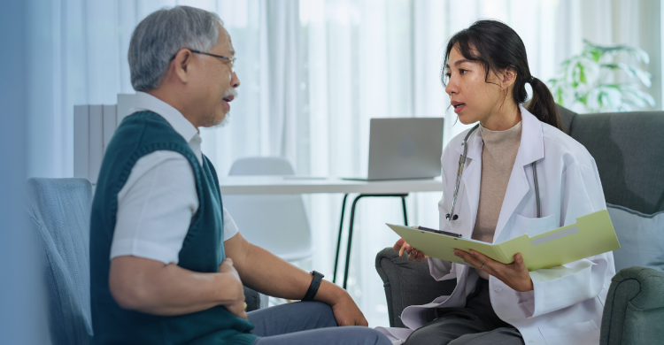 hepatitis diagnosis consultation with doctor reviewing test results