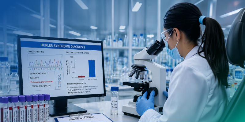diagnosis of hurlers syndrome using genetic testing and enzyme analysis