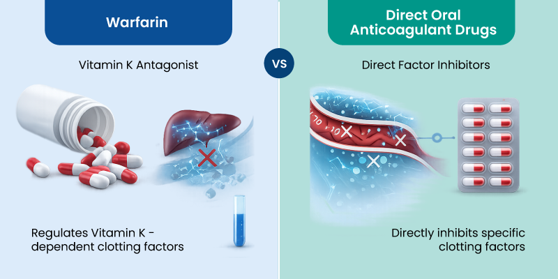 types of oral anticoagulant drugs including warfarin and direct oral anticoagulants