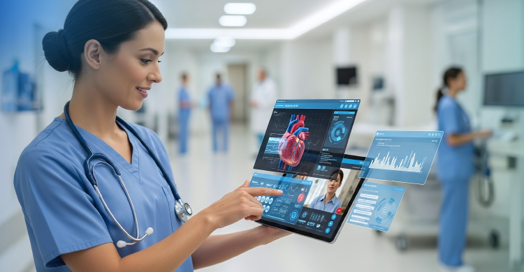 smart hospital technology showing connected healthcare systems