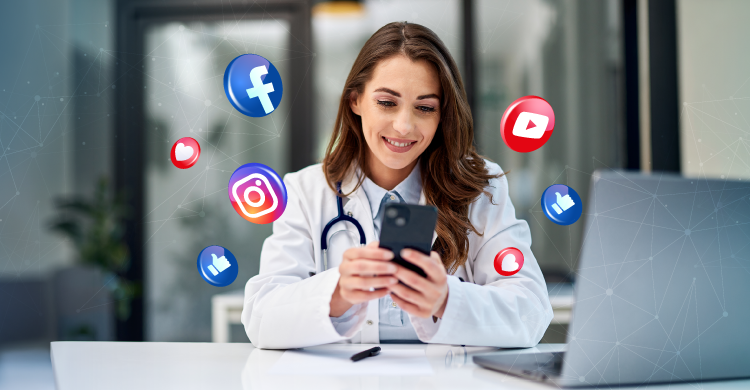social media in healthcare showing digital communication by healthcare professionals