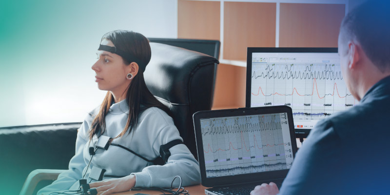 Nerve conduction study setup or diagnostic evaluation.