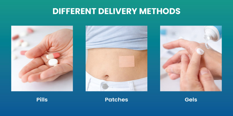 types of hormone replacement therapy including oral and transdermal