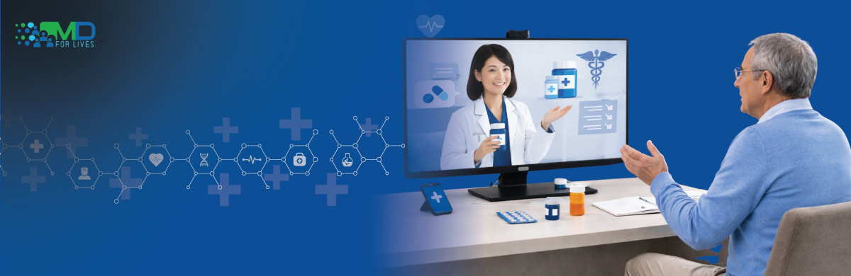 telehealth in pharmacy showing remote consultation with pharmacist