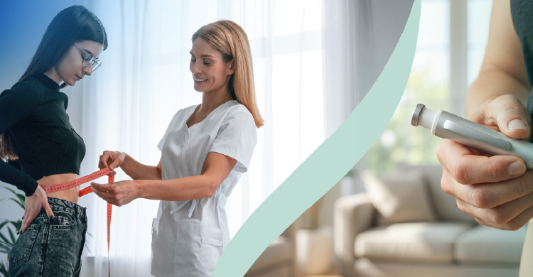 clinician and patient reviewing a GLP-1 obesity care continuation pathway