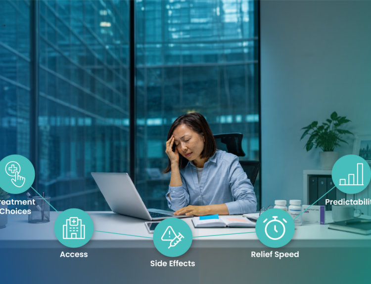 person living with migraine reviewing newer treatment options access challenges and daily planning uncertainty