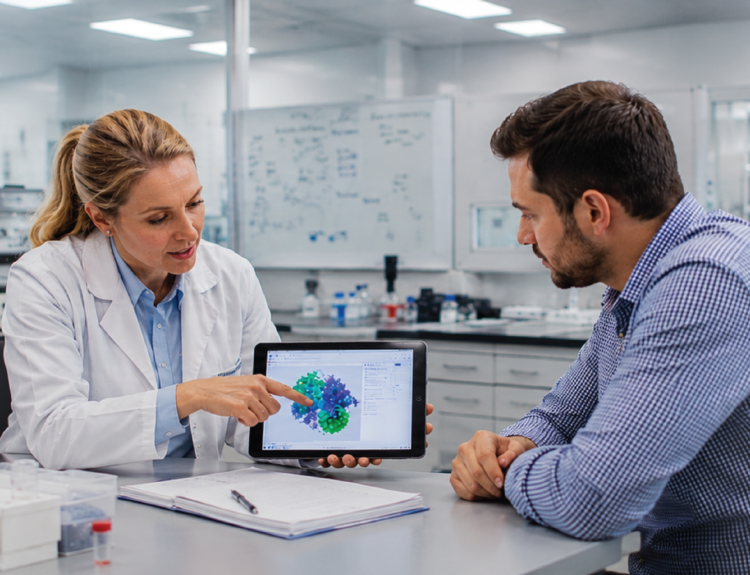 pharmacist explaining biosimilar therapy switch with patient trust interchangeability and monitoring pathway