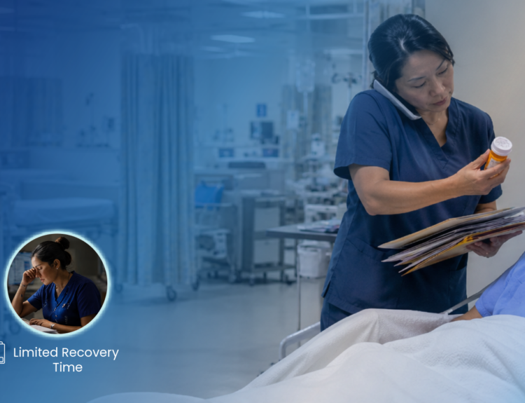 nurse balancing bedside care documentation staffing pressure and limited recovery time in a hospital setting