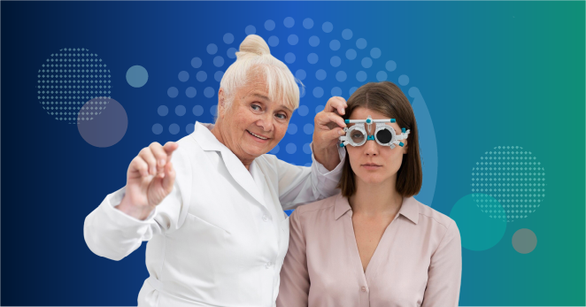Ophthalmologist performing LASIK laser eye surgery procedure