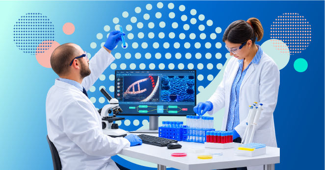 doctor comparing biosimilars and biologics treatment options on digital interface