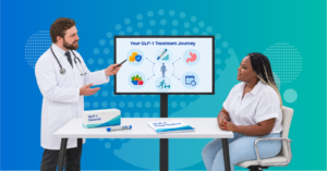 endocrinologist counseling patient before GLP-1 therapy about treatment expectations titration side effects access and long-term adherence