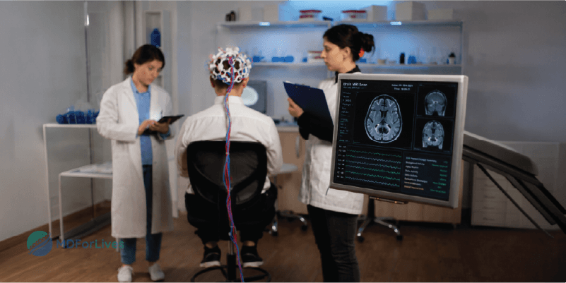 neurology infographic showing history examination clinical judgment and diagnostic data guiding decisions