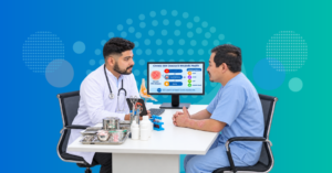 dermatologist discussing dermatometabolic care with patient linking chronic skin disease to metabolic health and lifestyle factorsgiv