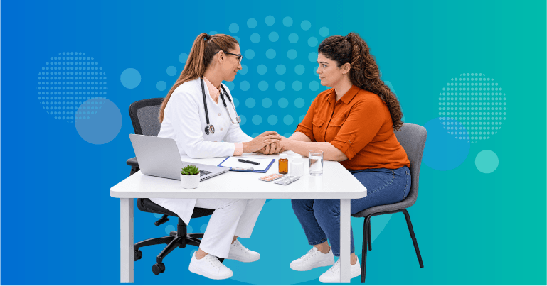 primary care physician discussing obesity pharmacotherapy decision pathway including metabolic risk lifestyle history cost access and long-term treatment planning
