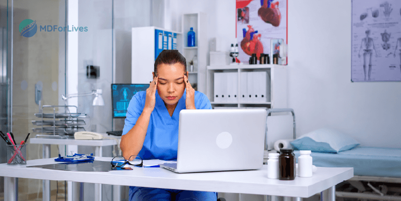nurse balancing bedside patient care with EHR documentation compliance tasks and workflow interruptions