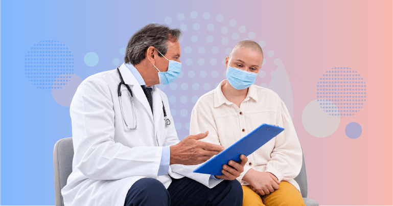 oncologist reviewing immunotherapy decision pathway with biomarkers tumor heterogeneity toxicity risk and patient expectations