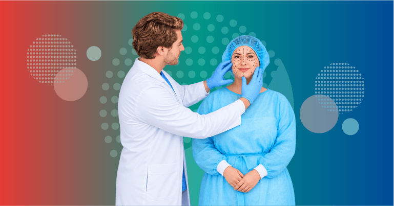 surgeon assessing GLP-1 body contouring patient for skin laxity weight stability nutrition and surgical timing