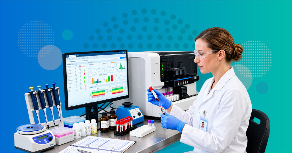 laboratory manager reviewing in-house and reference laboratory testing workflows to improve diagnostic turnaround and clinical decision-making