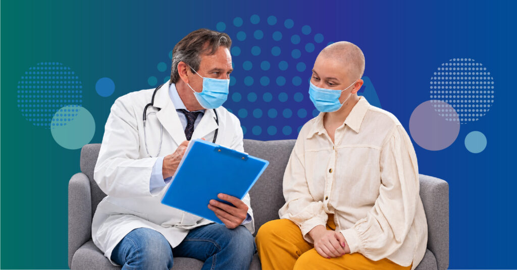 oncologist reviewing repeat molecular testing after cancer progression to identify actionable resistance mutations and guide targeted treatment