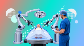 AI-assisted surgery with a surgeon using robotic technology for surgical decision-making